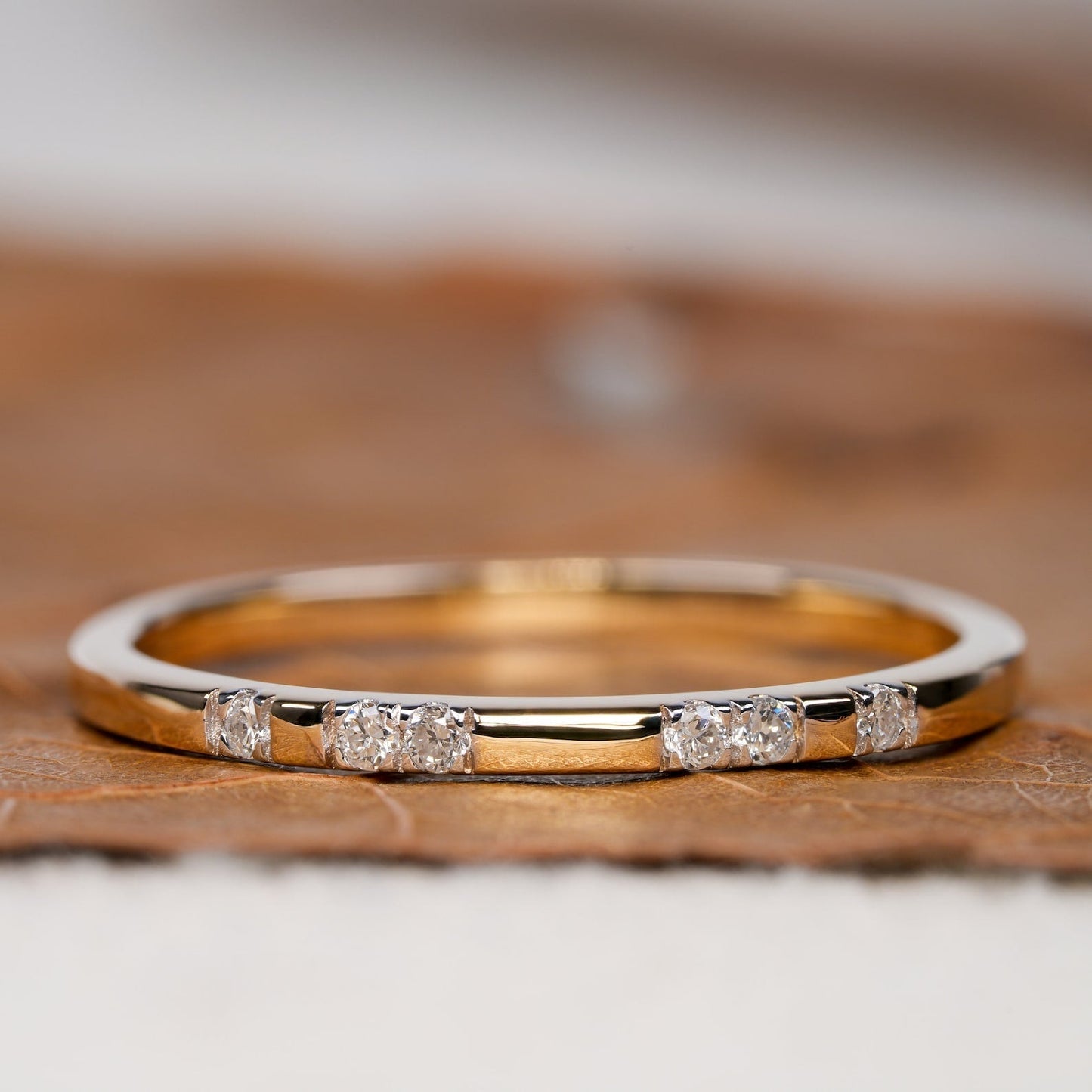 Flush Band with 0.05 TCW Round Cut Moissanite