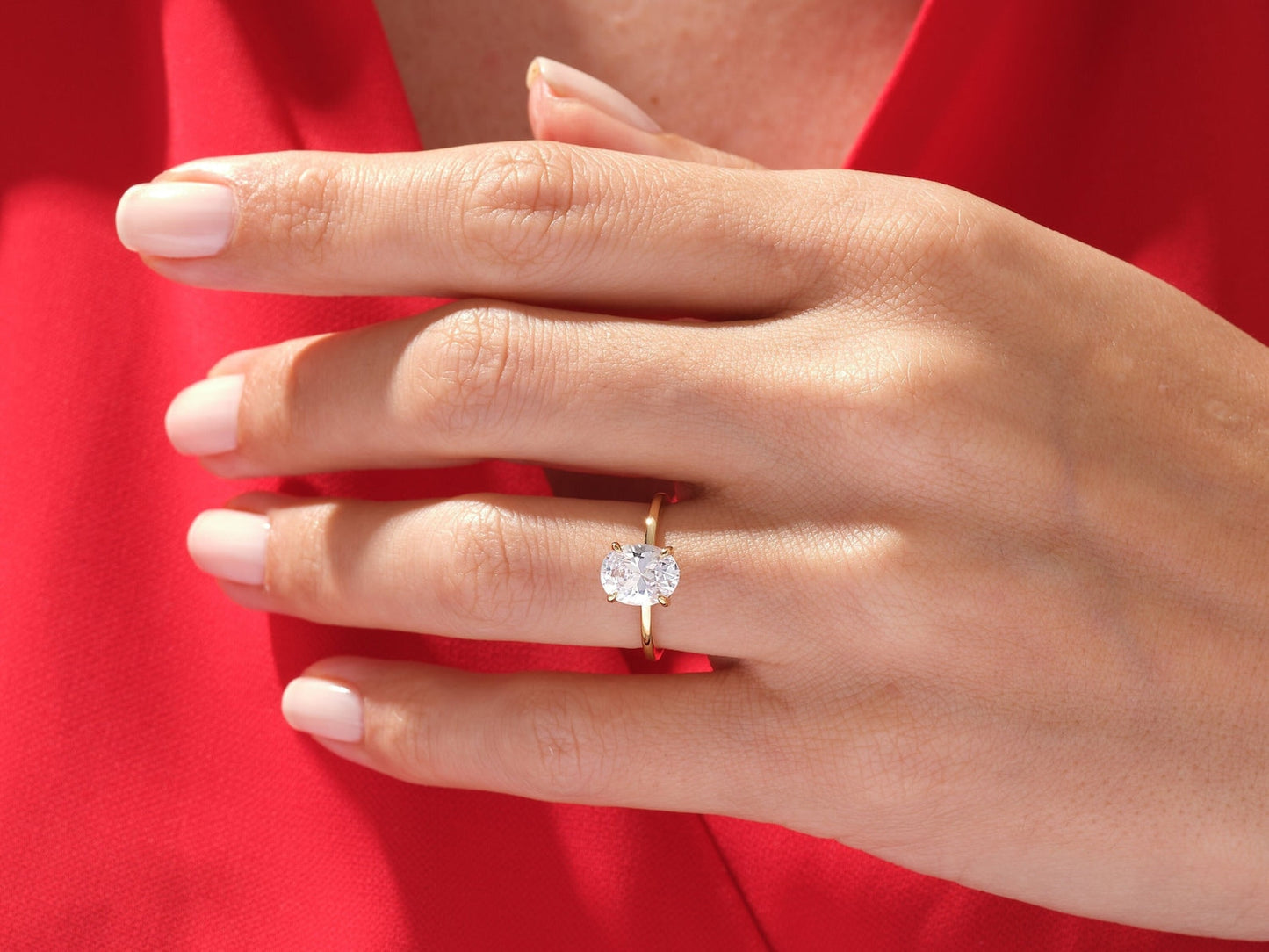 Hidden Halo Ring with 1.50 CT Oval Moissanite
