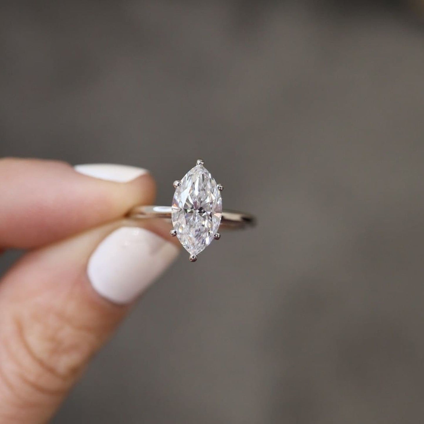 Solitaire Ring with 2.0 CT Marquise Cut Moissanite