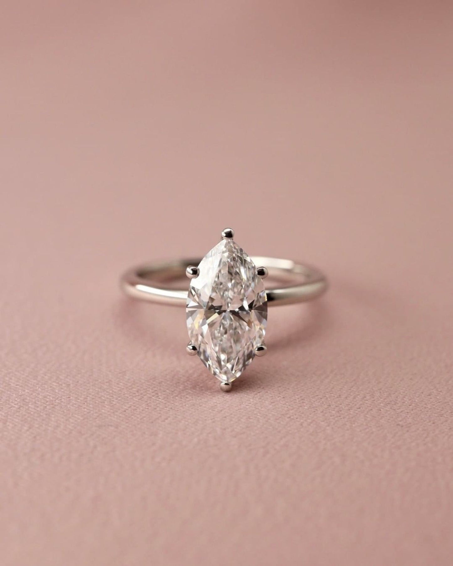 Solitaire Ring with 2.0 CT Marquise Cut Moissanite