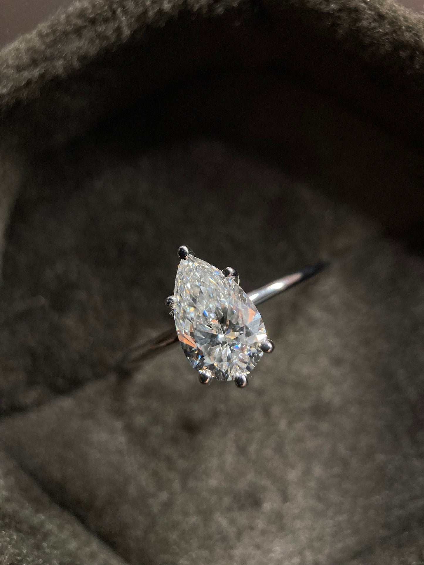Solitaire Ring with 2.0 CT Pear Cut Moissanite