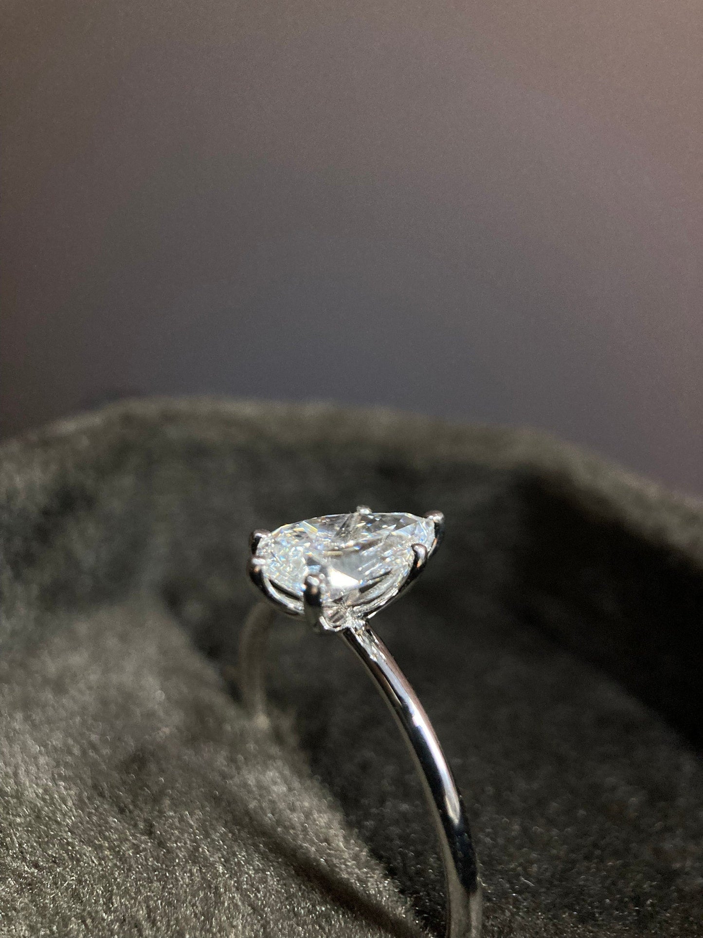 Solitaire Ring with 2.0 CT Pear Cut Moissanite