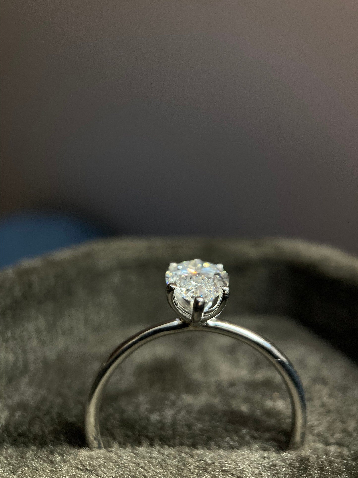 Solitaire Ring with 2.0 CT Pear Cut Moissanite