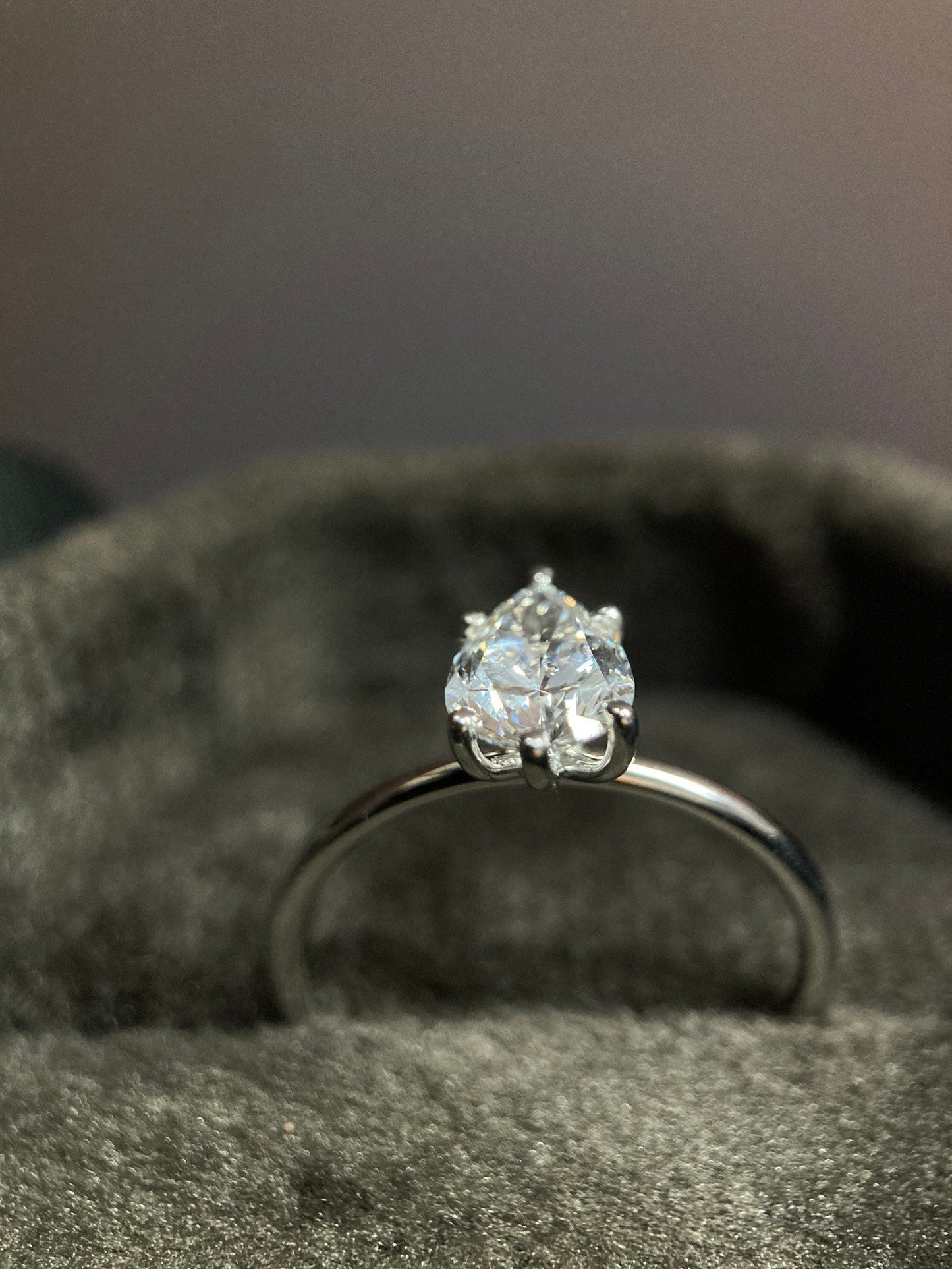 Solitaire Ring with 2.0 CT Pear Cut Moissanite