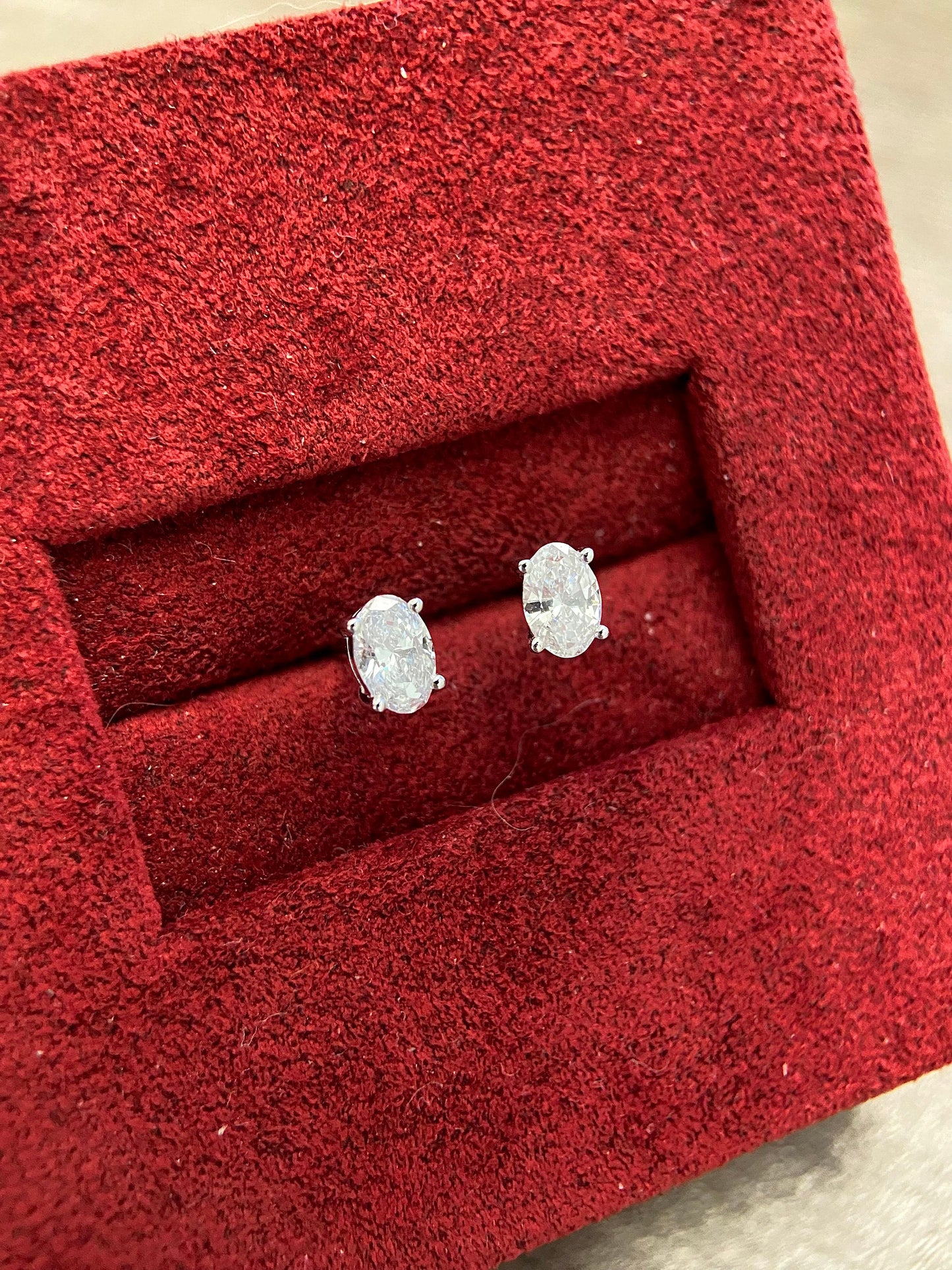 Solitaire Stud Earrings with 0.4 TCW Oval Cut Moissanite