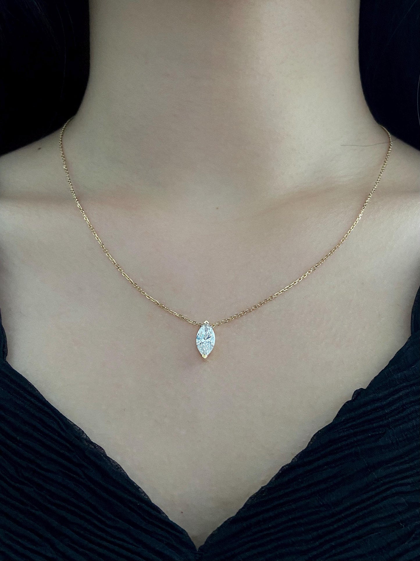 Solitaire Necklace with 1.20 TCW Marquise Cut Moissanite