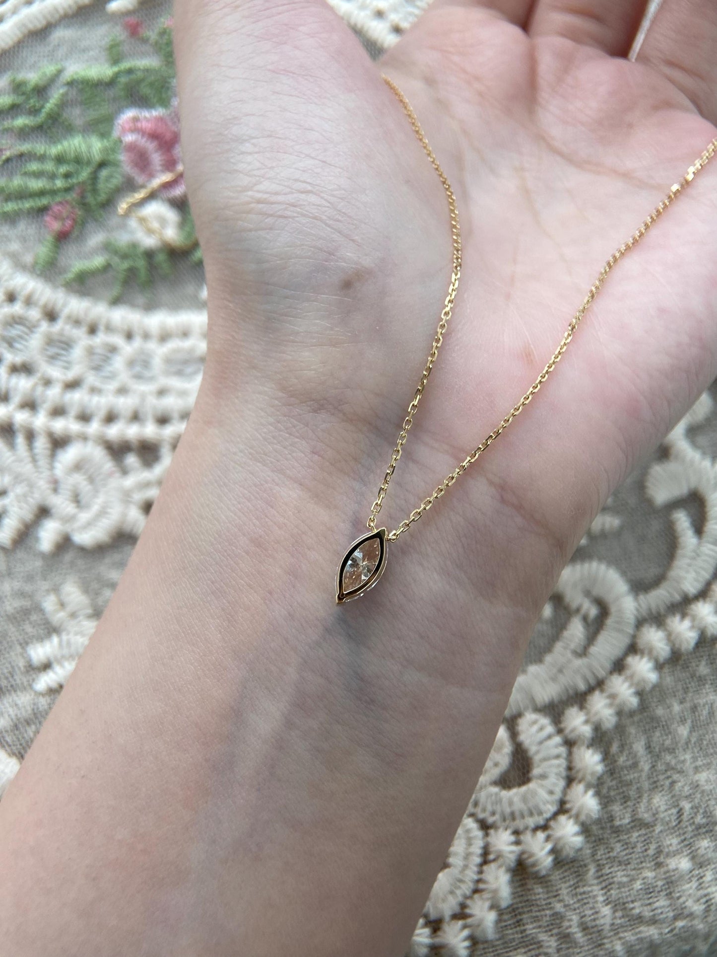 Solitaire Necklace with 1.20 TCW Marquise Cut Moissanite