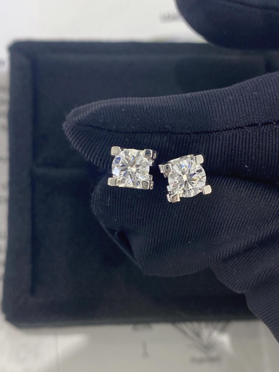 Martini Stud Earrings with 1.0 TCW Round Cut Moissanite