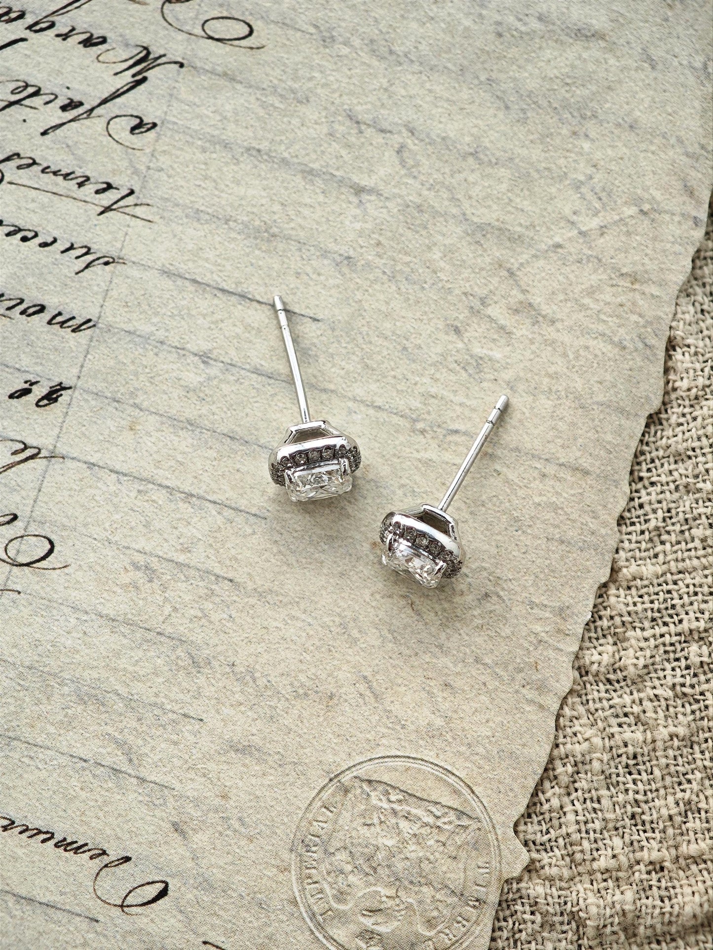 Halo Earrings with 1.0 TCW Cushion Cut Moissanite