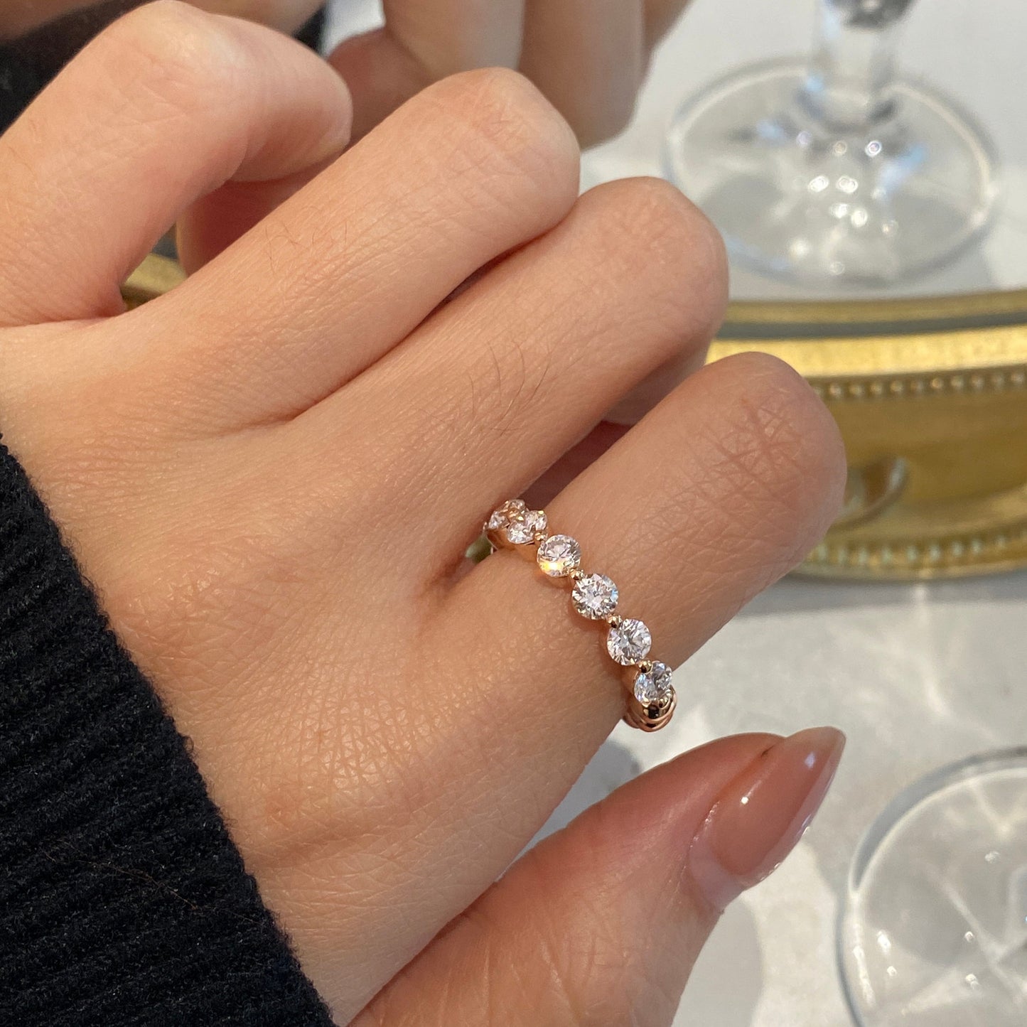 1.2 TCW Round Basket Prong Lab Grown Diamond Wedding Band