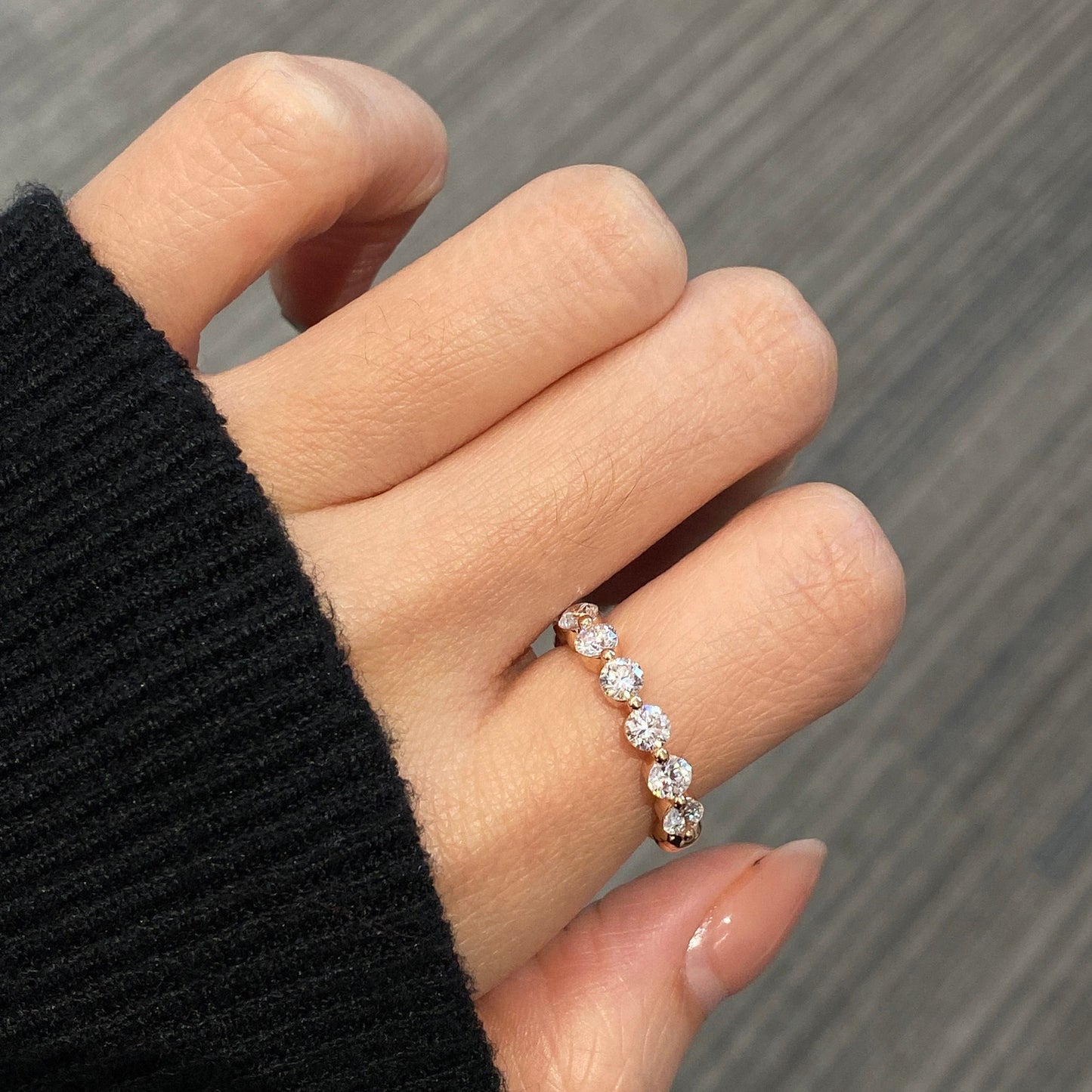 1.2 TCW Round Basket Prong Lab Grown Diamond Wedding Band