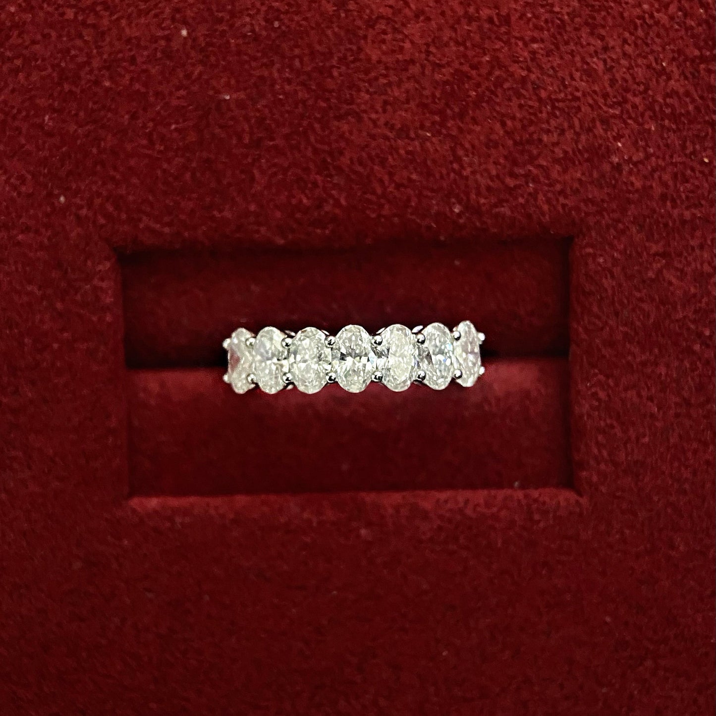 1.4 TCW Oval Half Eternity Lab Grown Diamond Wedding Band