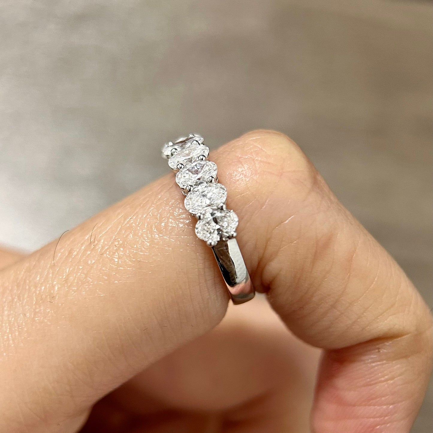 1.4 TCW Oval Half Eternity Lab Grown Diamond Wedding Band