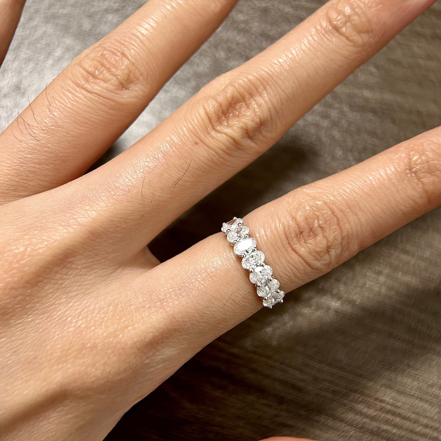 1.4 TCW Oval Half Eternity Lab Grown Diamond Wedding Band