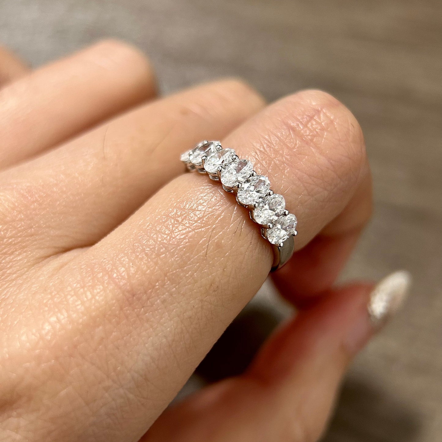 1.4 TCW Oval Half Eternity Lab Grown Diamond Wedding Band