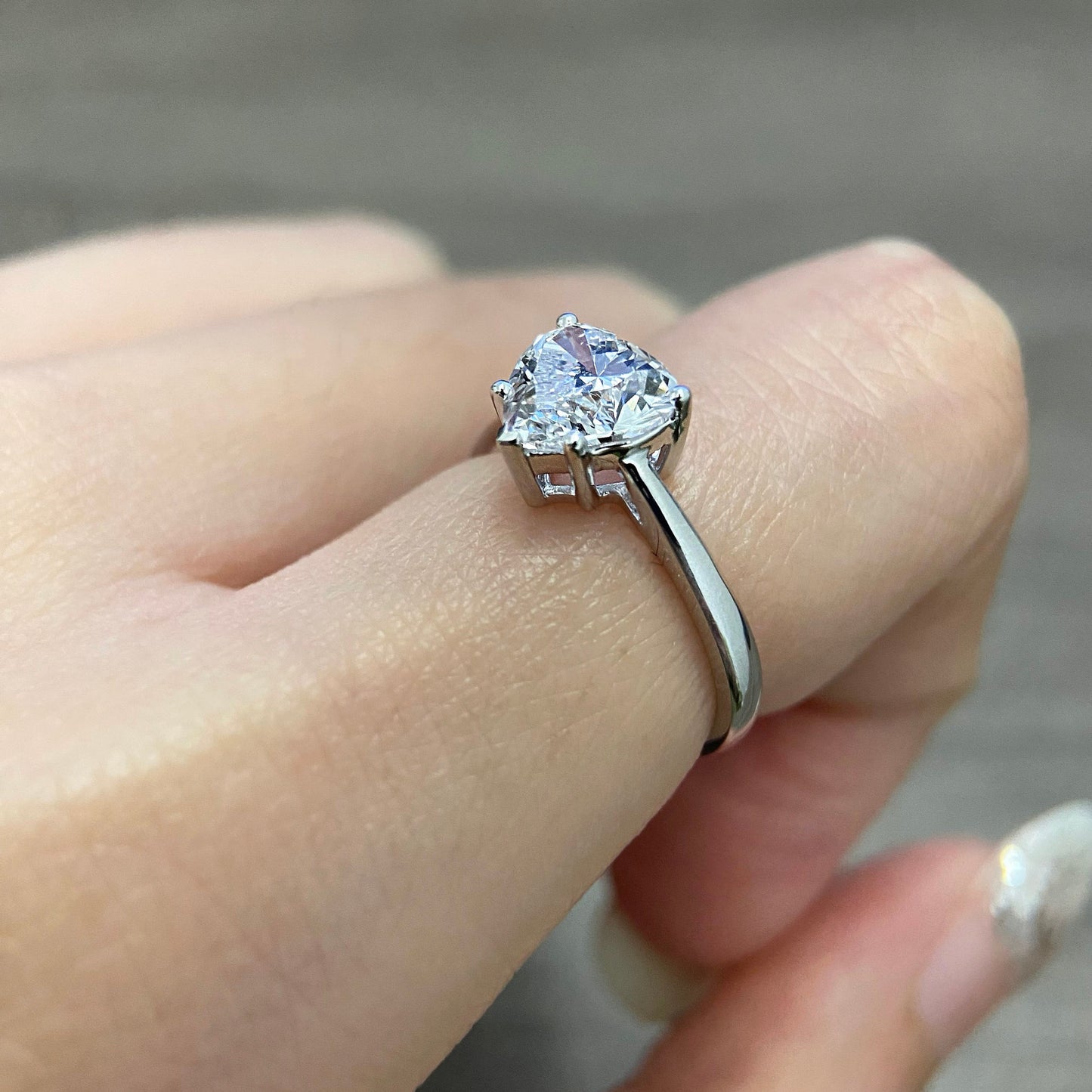 Heart cut CVD diamond solitaire style engagement ring