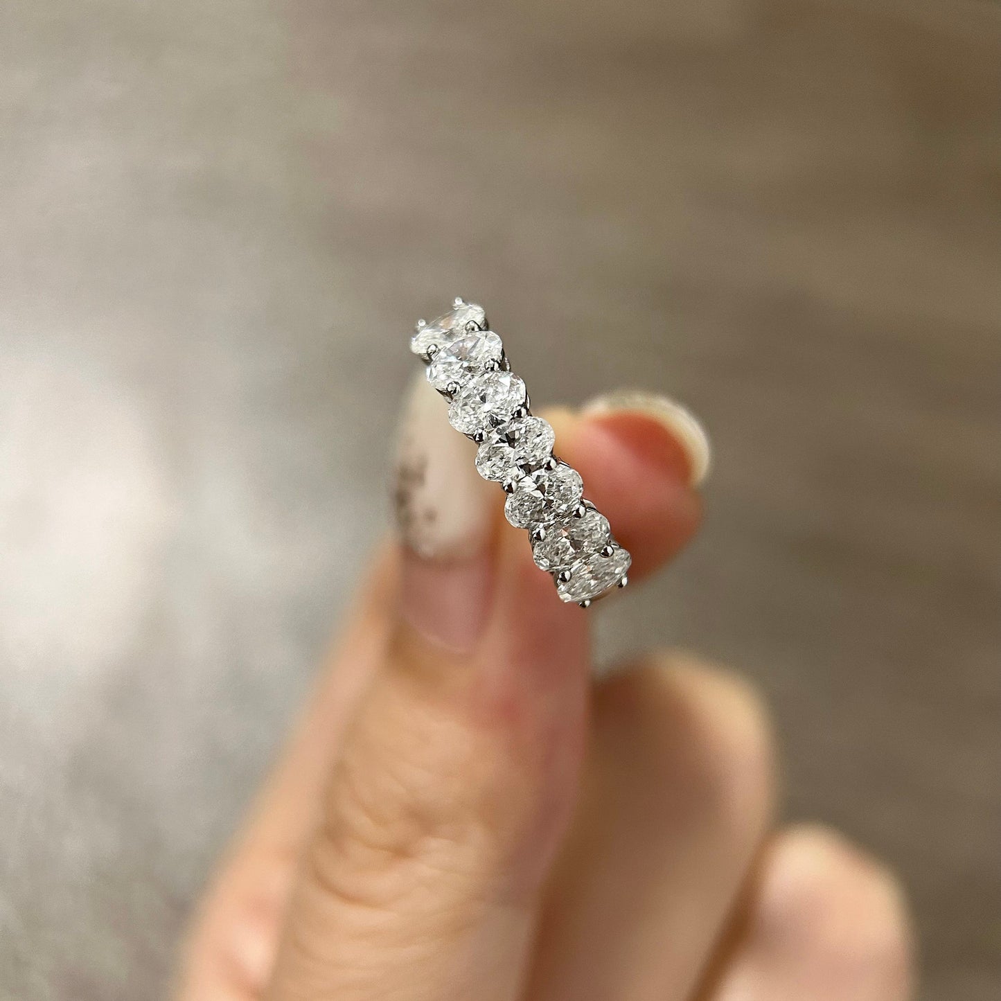 1.4 TCW Oval Half Eternity Lab Grown Diamond Wedding Band