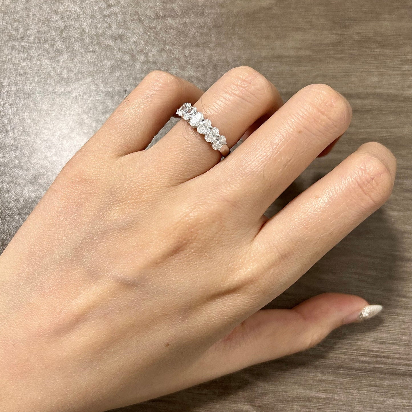 1.4 TCW Oval Half Eternity Lab Grown Diamond Wedding Band