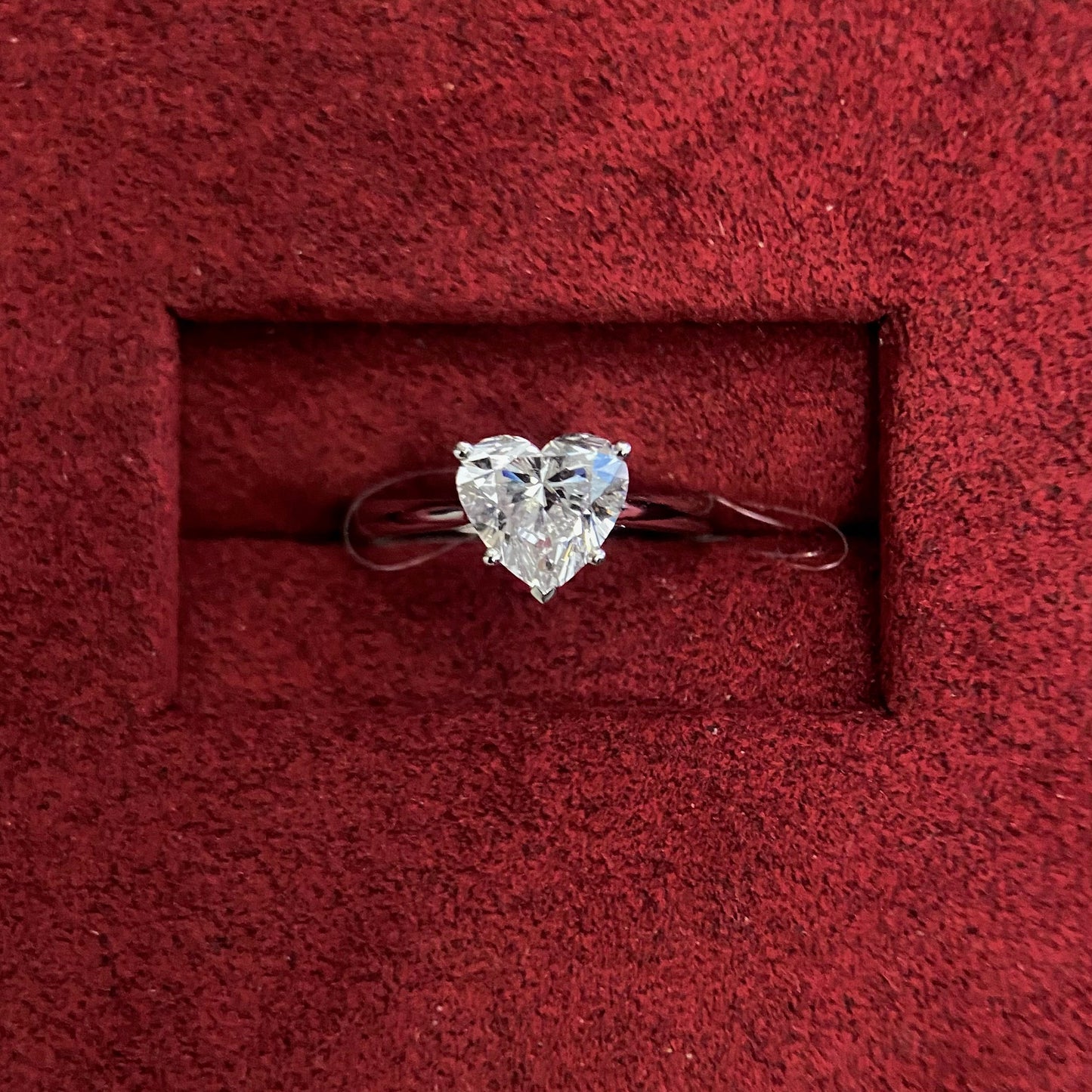Heart cut CVD diamond solitaire style engagement ring