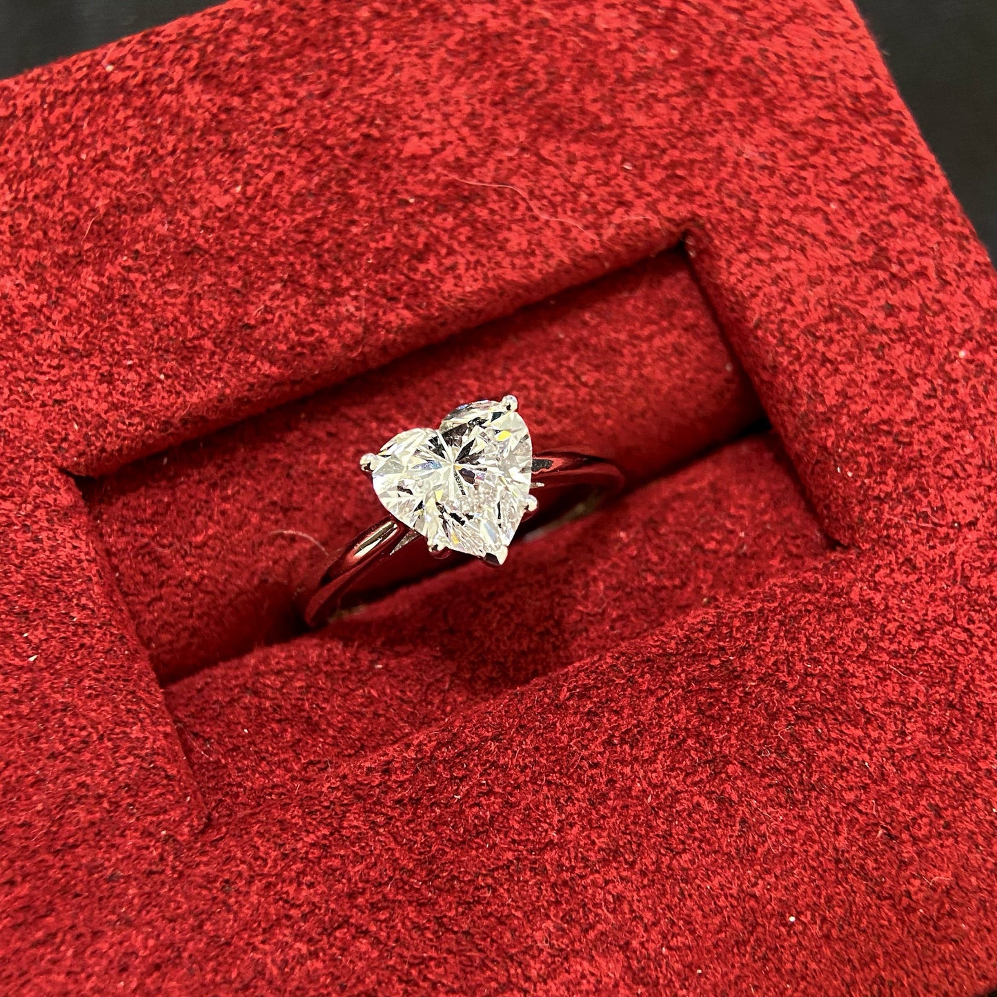 Heart cut CVD diamond solitaire style engagement ring