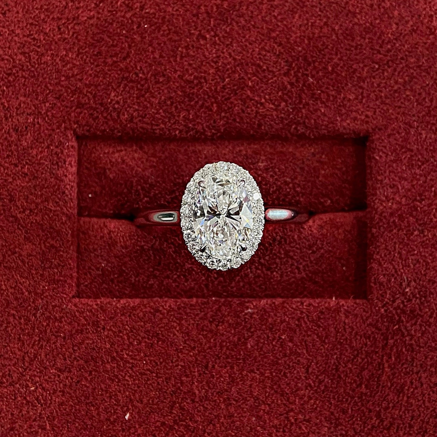 Oval cut CVD diamond halo setting engagement ring