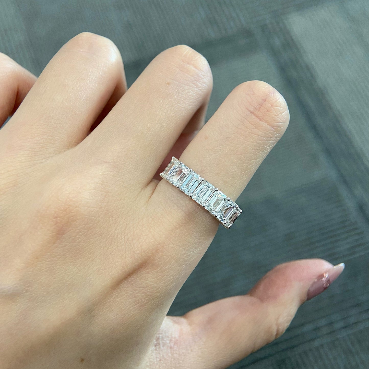 4.1 TCW Emerald Half Eternity Lab Grown Diamond Wedding Band