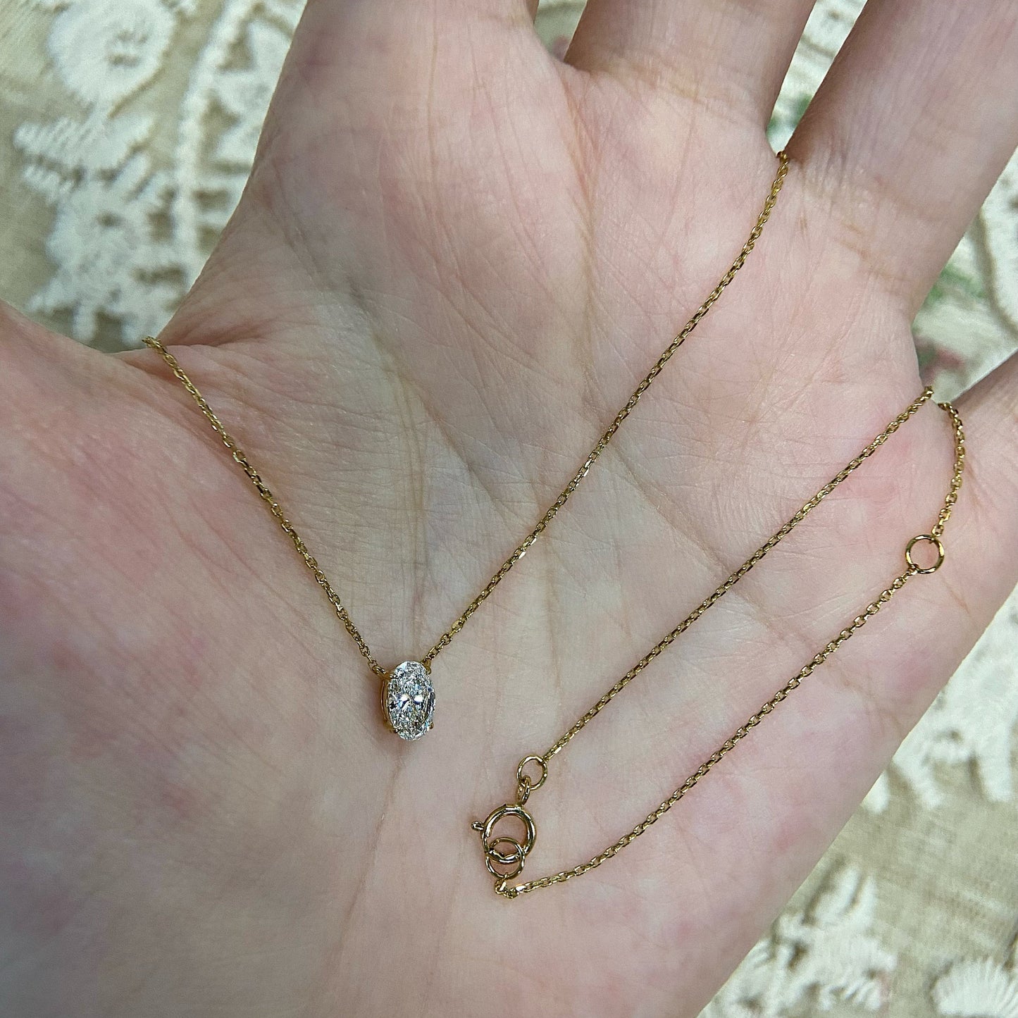 Solitaire Necklace with 0.50 TCW Oval Cut Moissanite