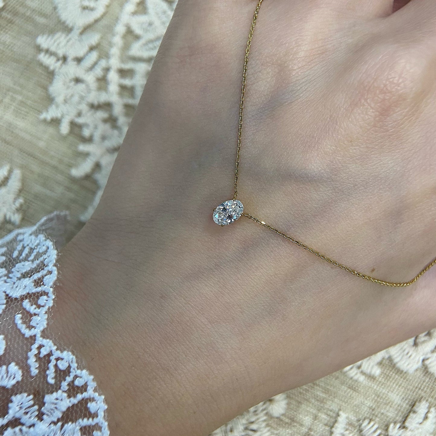 Solitaire Necklace with 0.50 TCW Oval Cut Moissanite