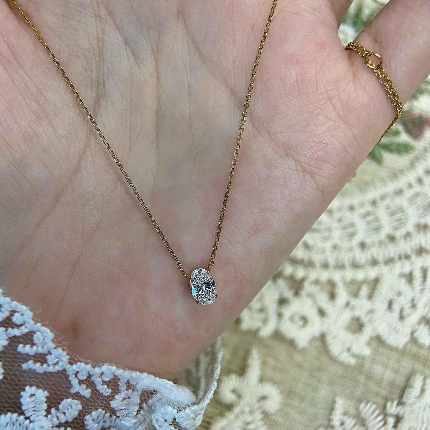 Solitaire Necklace with 0.50 TCW Oval Cut Moissanite