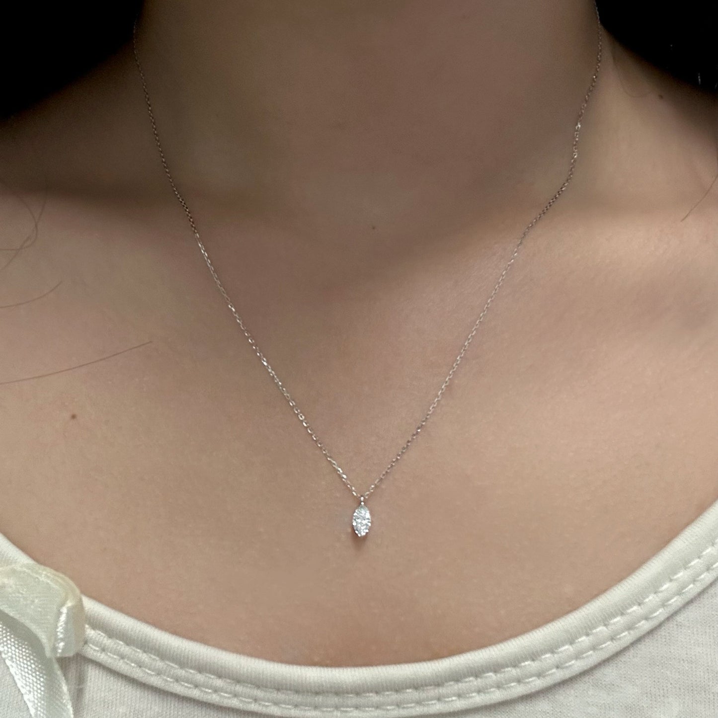 Solitaire Necklace with 0.30 TCW Marquise Cut Moissanite