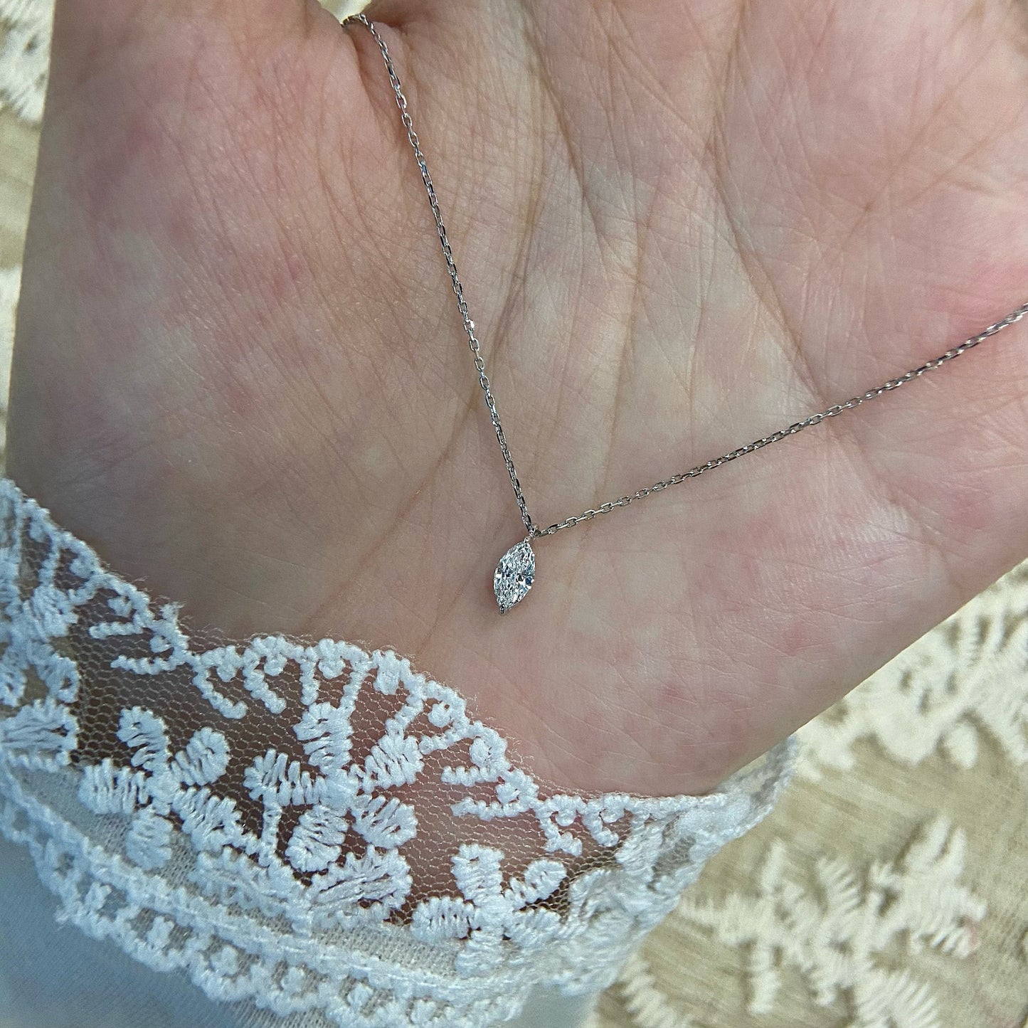 Solitaire Necklace with 0.30 TCW Marquise Cut Moissanite