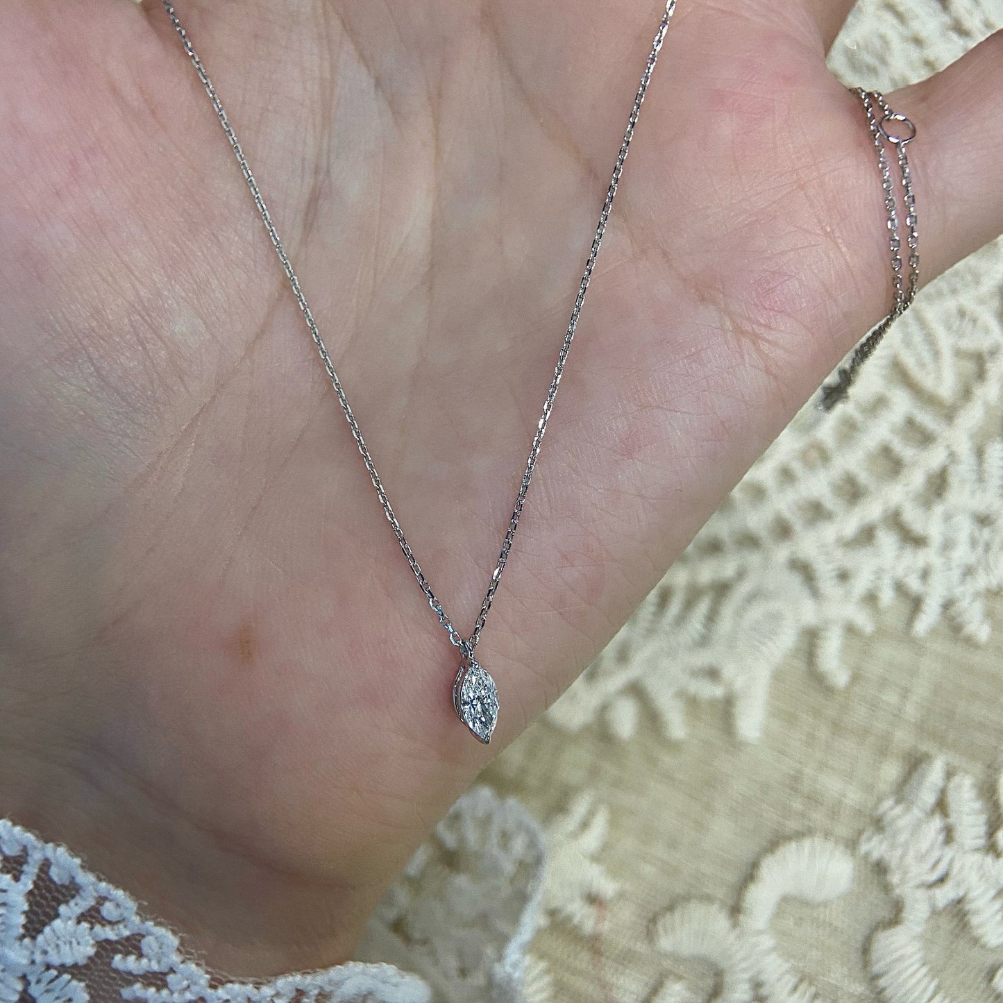 Solitaire Necklace with 0.30 TCW Marquise Cut Moissanite