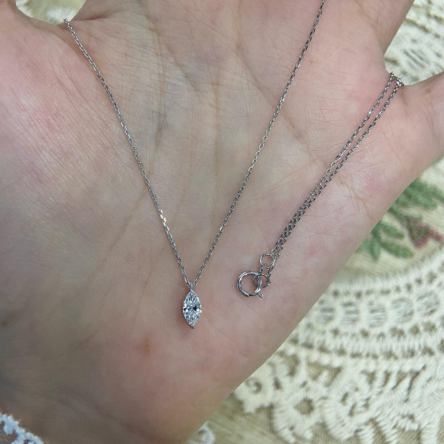 Solitaire Necklace with 0.30 TCW Marquise Cut Moissanite