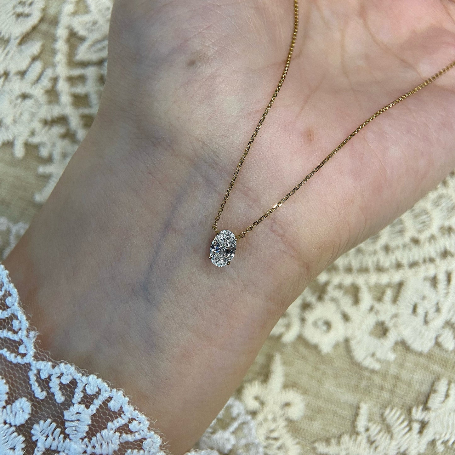Solitaire Necklace with 0.50 TCW Oval Cut Moissanite