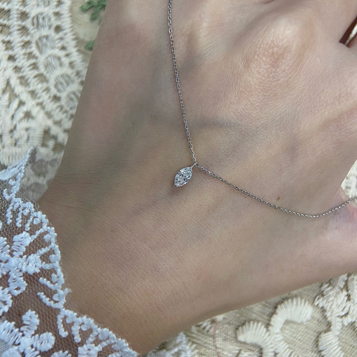 Solitaire Necklace with 0.30 TCW Marquise Cut Moissanite