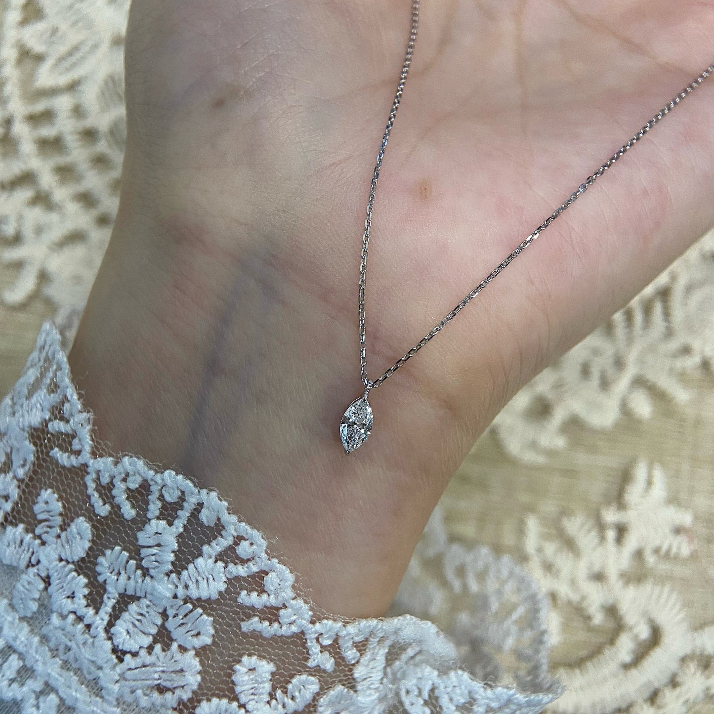 Solitaire Necklace with 0.30 TCW Marquise Cut Moissanite