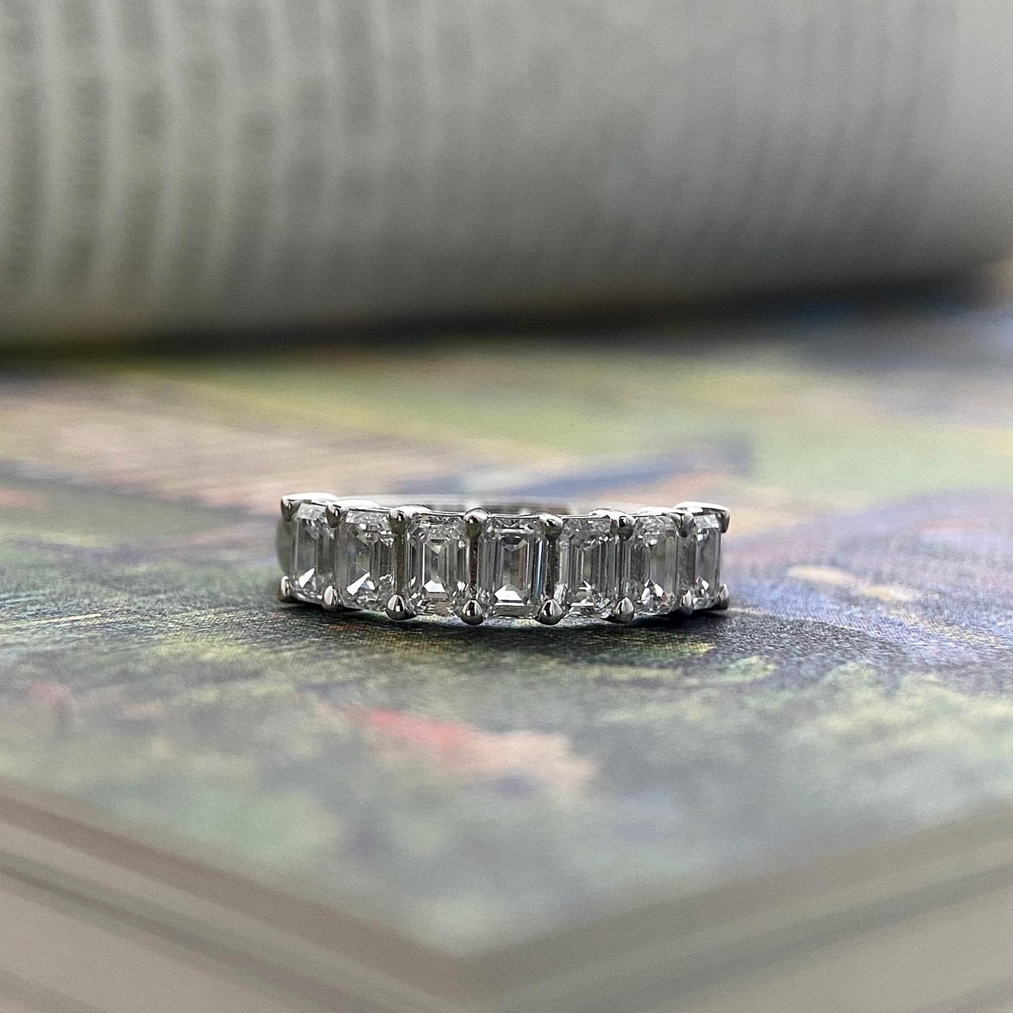 1.4 TCW Emerald Half Eternity Lab Grown Diamond Wedding Band