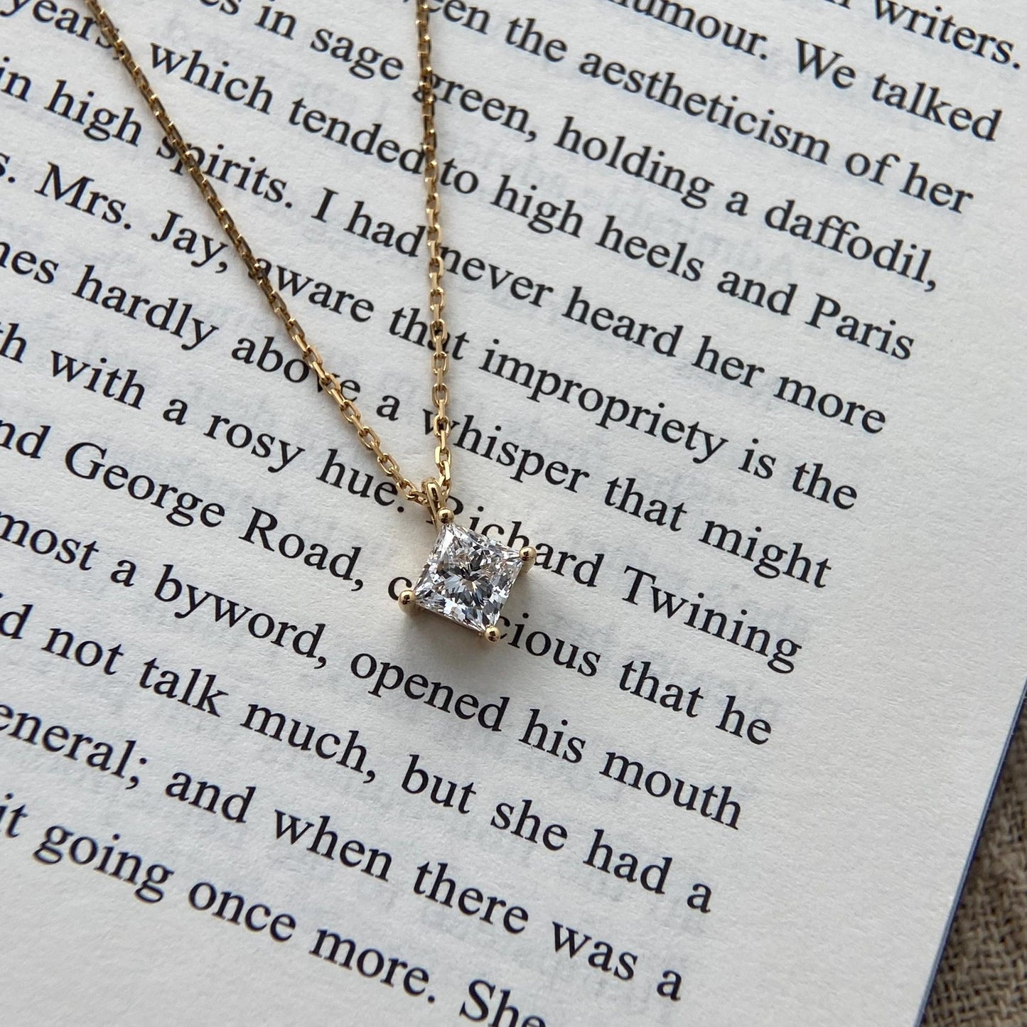 Solitaire Necklace with 1.0 TCW Princess Cut Moissanite