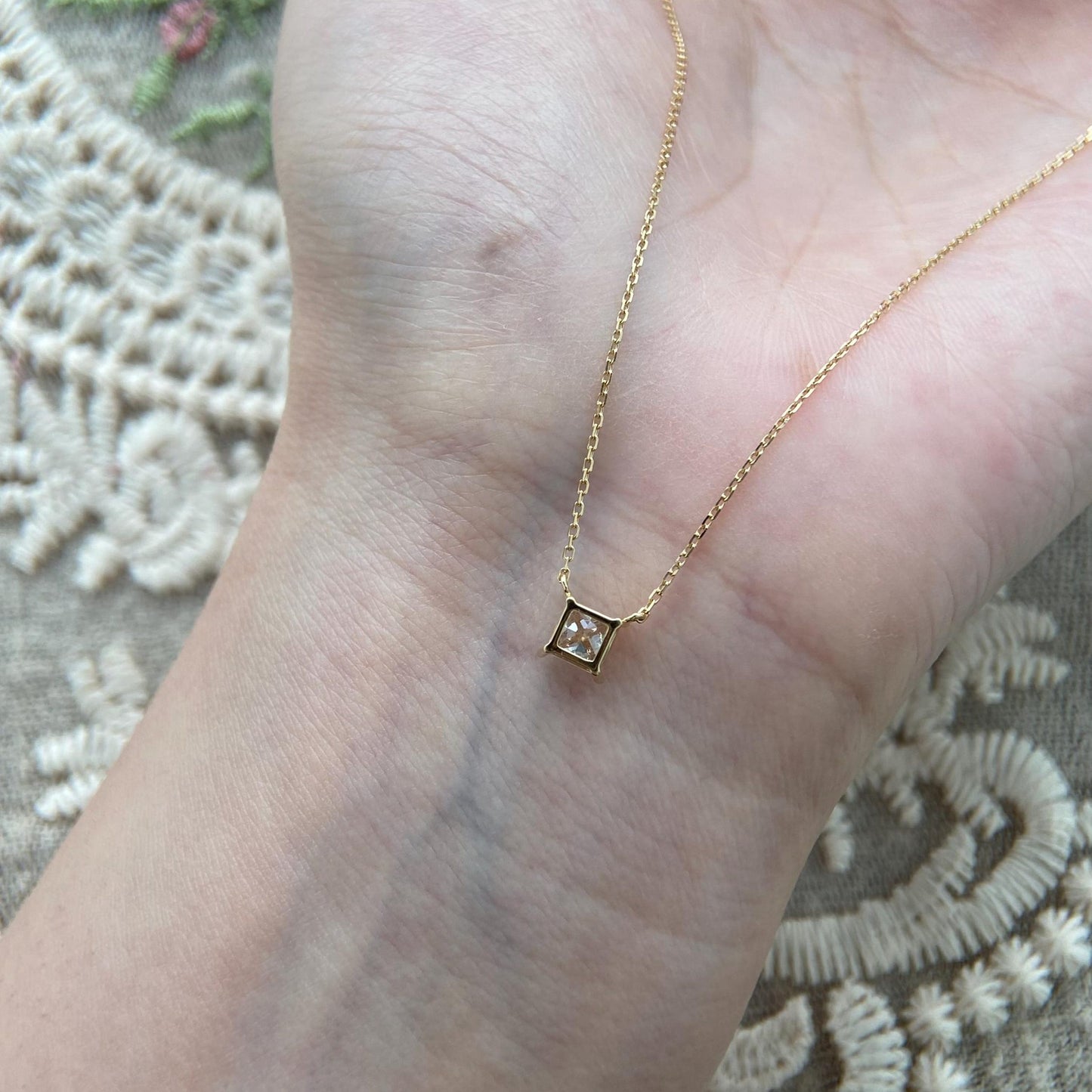 Solitaire Necklace with 1.0 TCW Princess Cut Moissanite