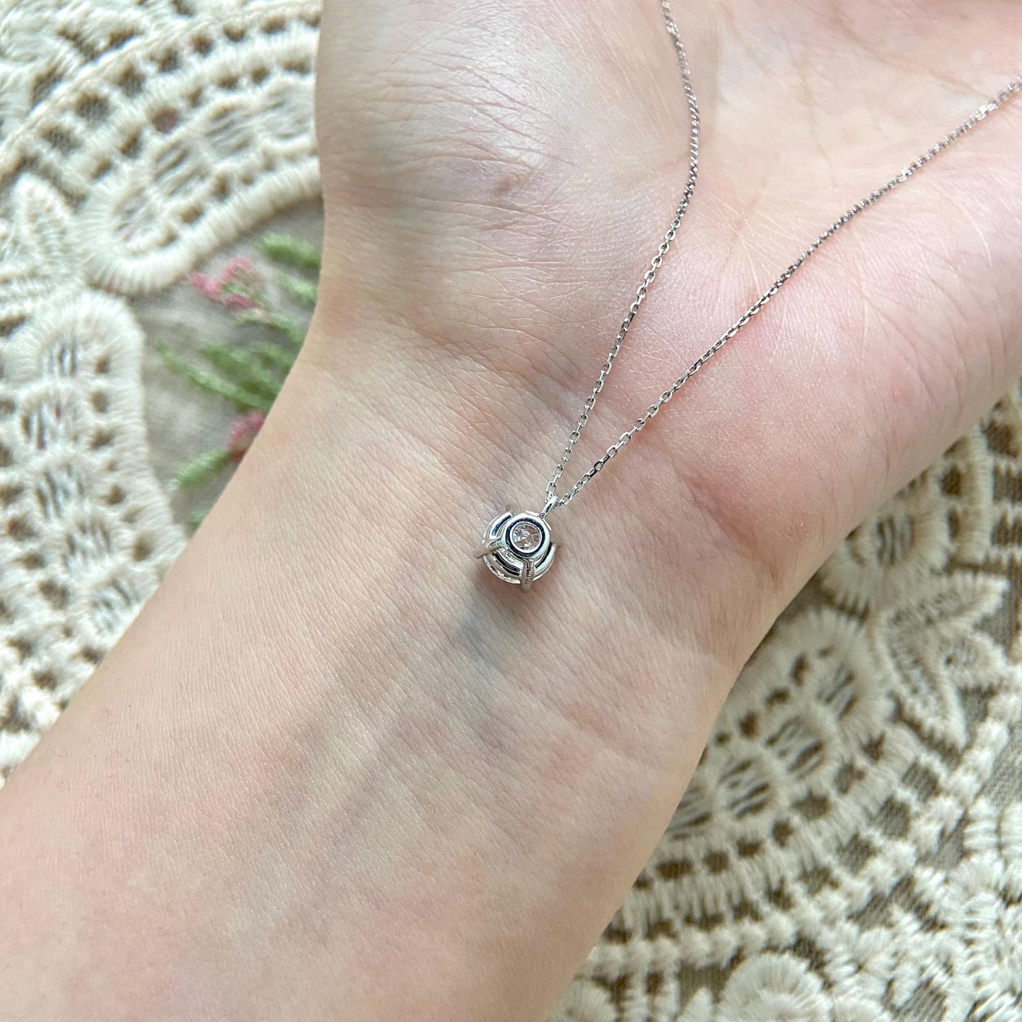 Solitaire Necklace with 1.0 TCW Round Cut Moissanite