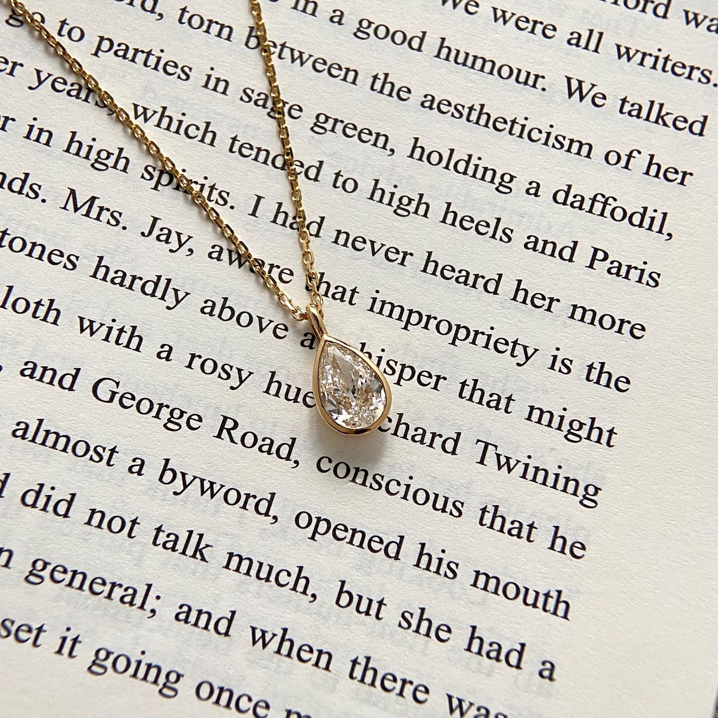 Bezel Necklace with 1.0 TCW Pear Cut Moissanite