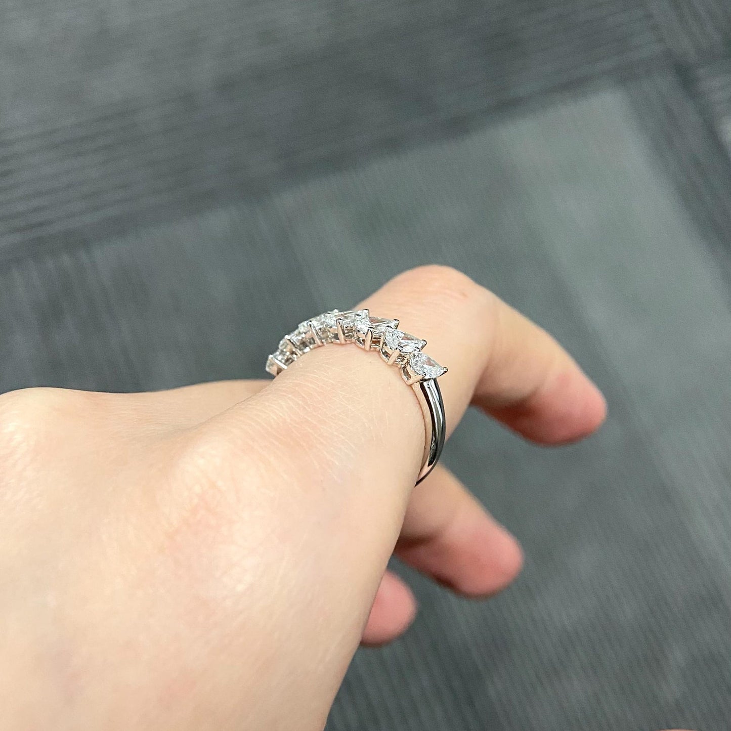 1.40 TCW Pear Half Eternity Lab Grown Diamond Wedding Band
