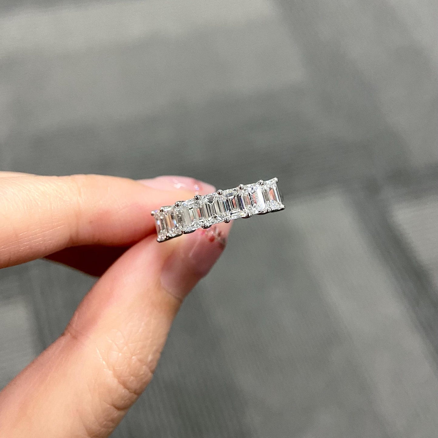 2.5 TCW Emerald Seven Stone Lab Grown Diamond Wedding Band