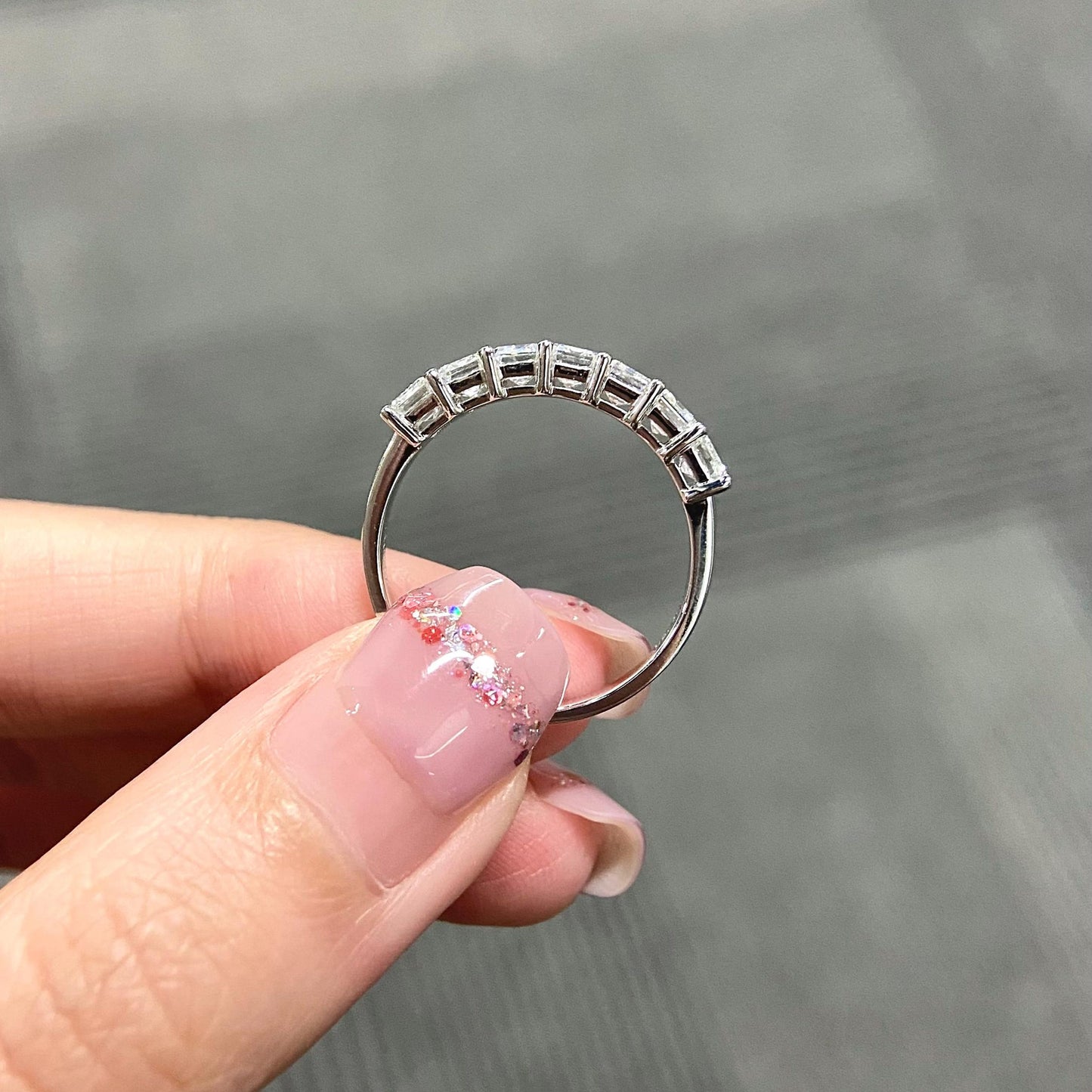 2.5 TCW Emerald Seven Stone Lab Grown Diamond Wedding Band