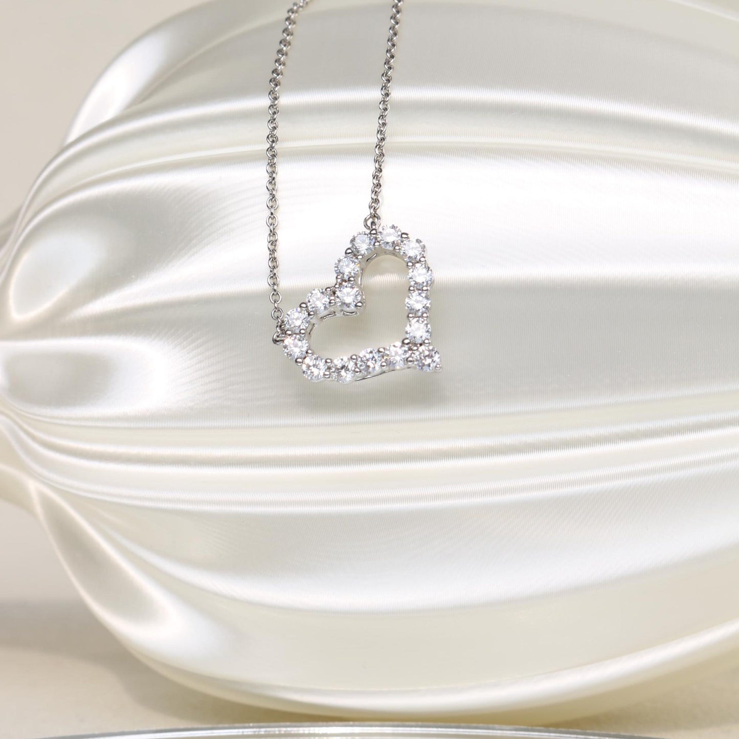 Heart Necklace with 1.01 TCW Round Cut Moissanite
