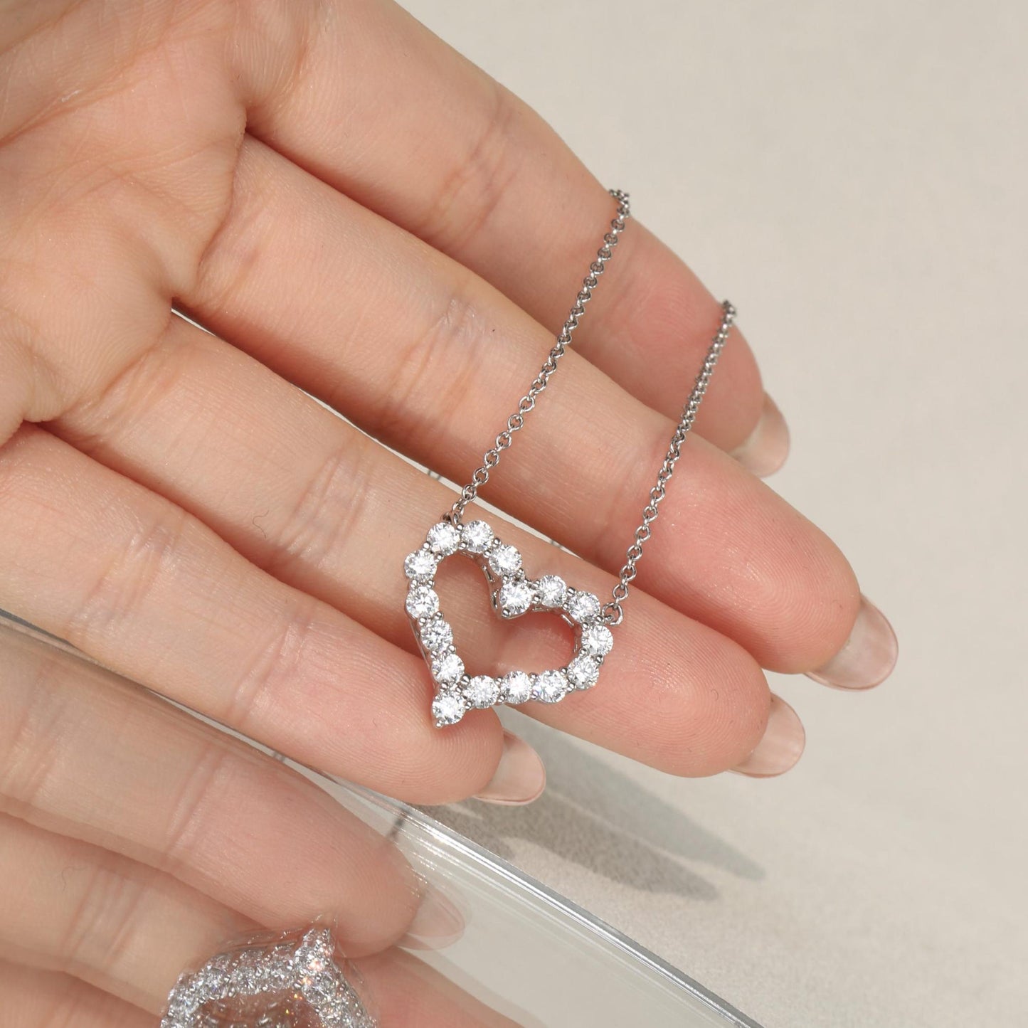 Heart Necklace with 1.01 TCW Round Cut Moissanite