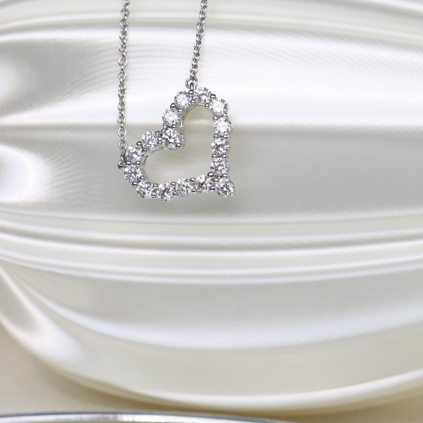 Heart Necklace with 1.01 TCW Round Cut Moissanite