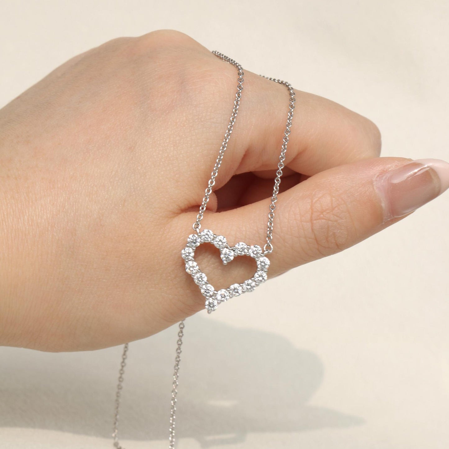 Heart Necklace with 1.01 TCW Round Cut Moissanite