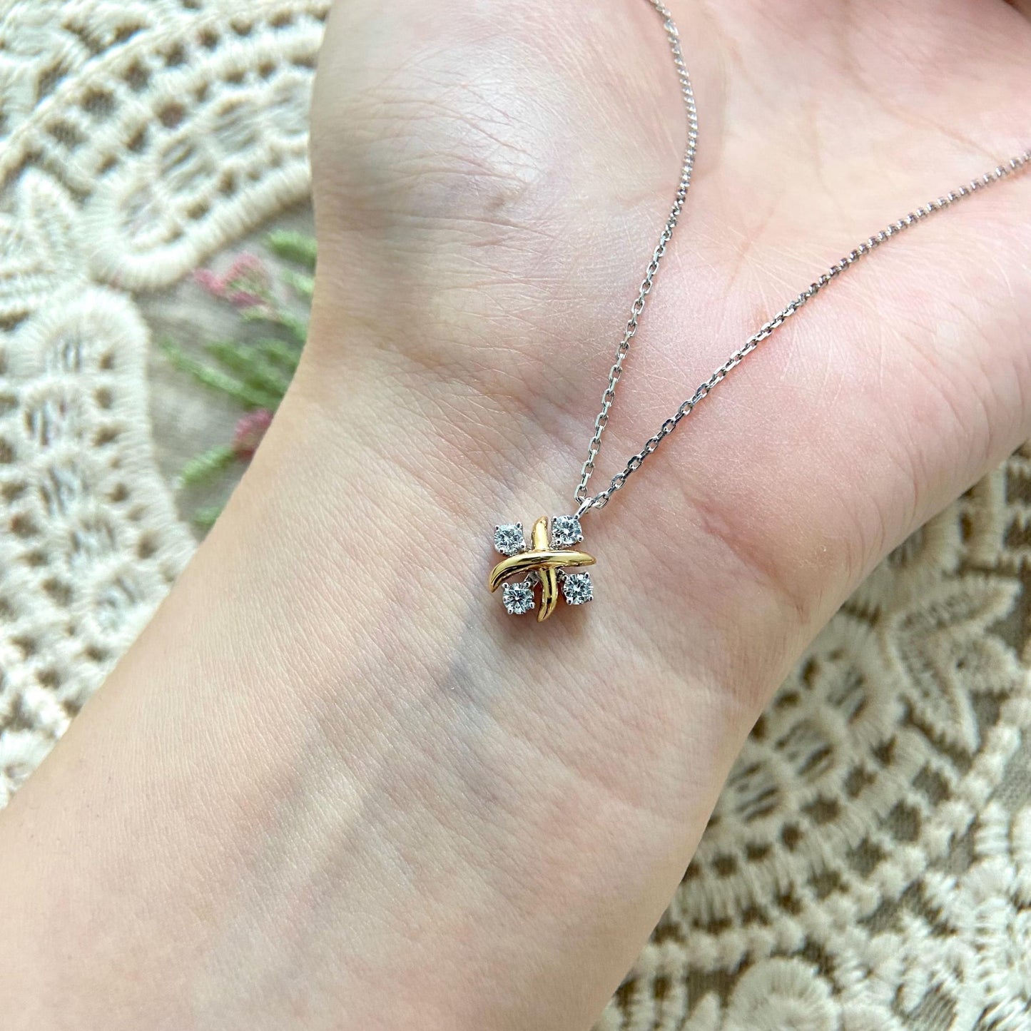 Cluster Necklace with 0.25 TCW Round Cut Moissanite