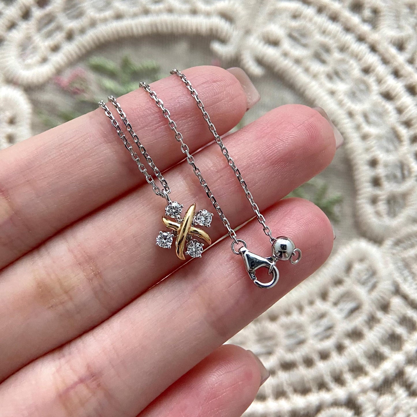 Cluster Necklace with 0.25 TCW Round Cut Moissanite